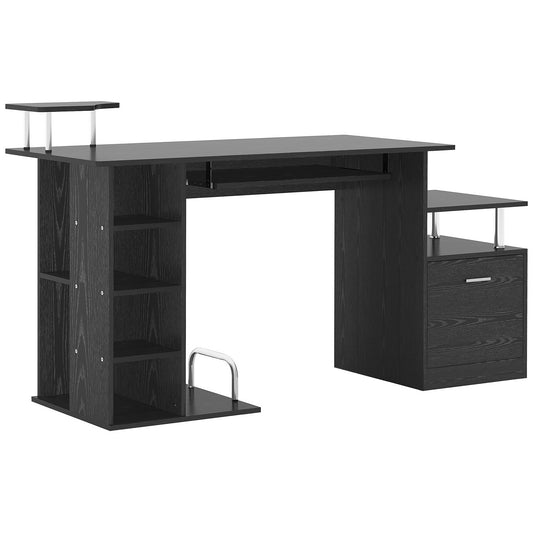 PC workstation desk with CPU and printer storage