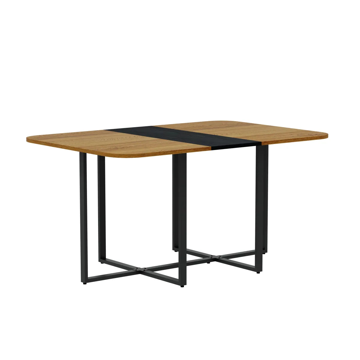 Modern Dual-Texture Dining Table with Marble & Wood-Pattern Top – view 2