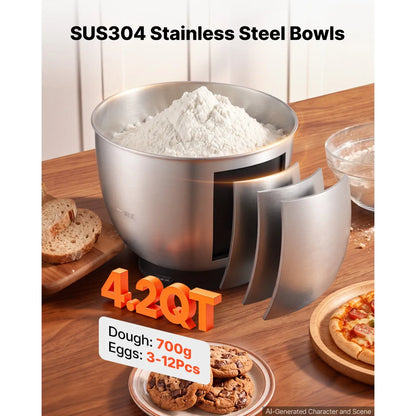 4.2 Qt Tilt-Head Stand Mixer – 400W, 6-Speed with Stainless Steel Bowl