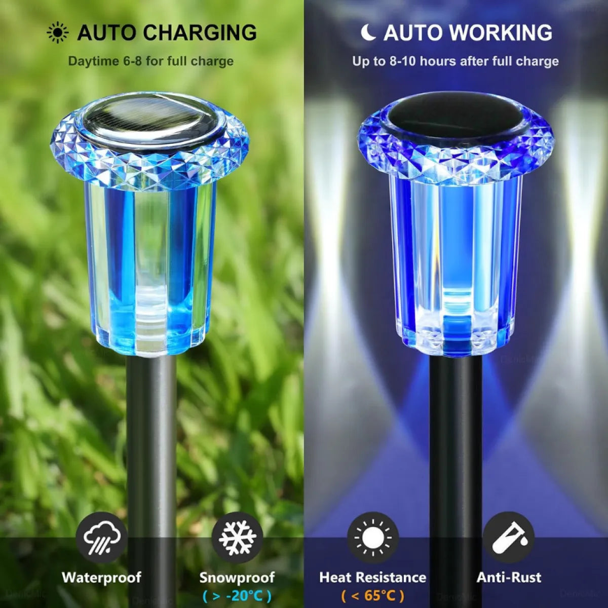 Solar Candy Cane Pathway Lights, 10 Pack