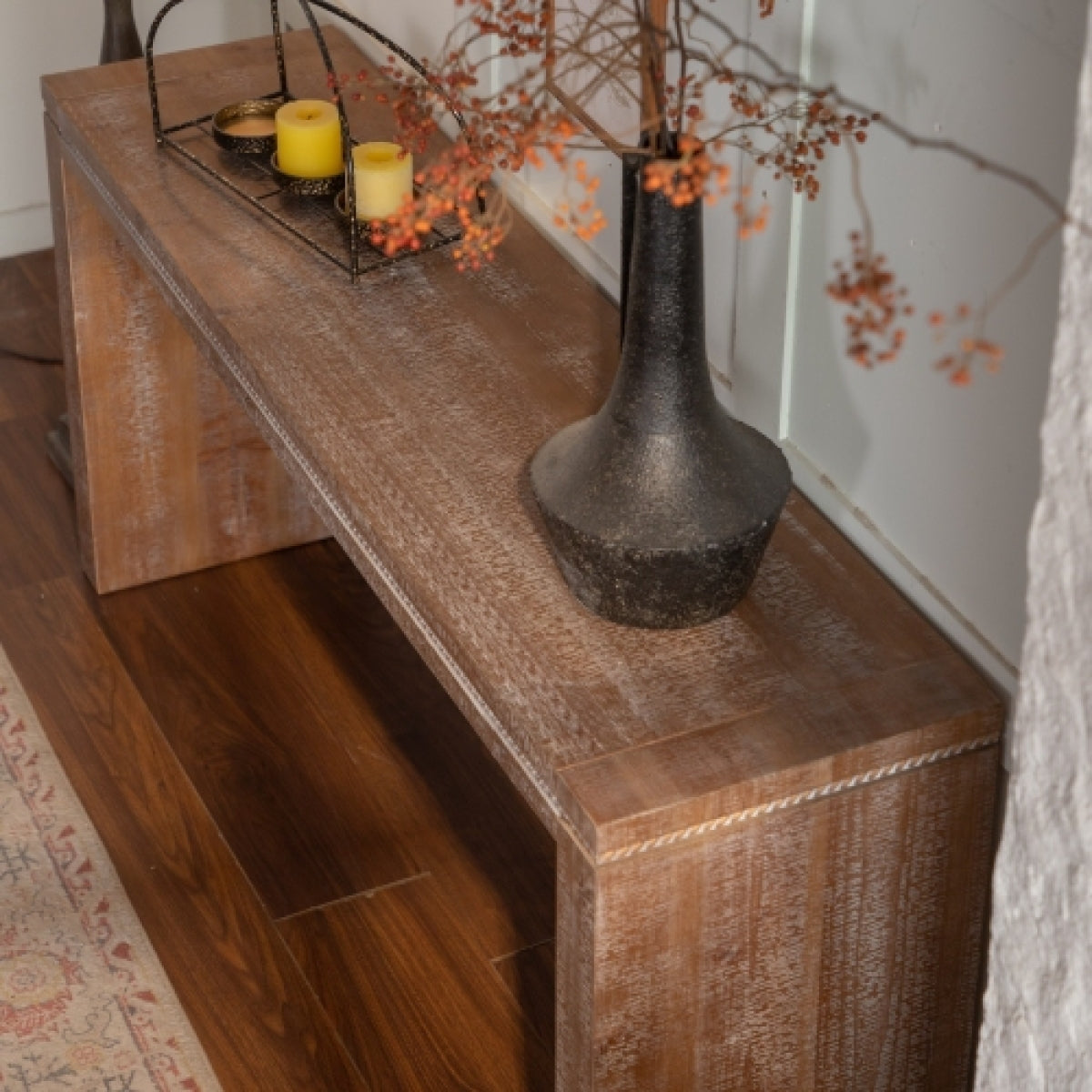Solid Wood Console Table – Natural Wood, Narrow Entryway & Living Room Sofa Table – view 6
