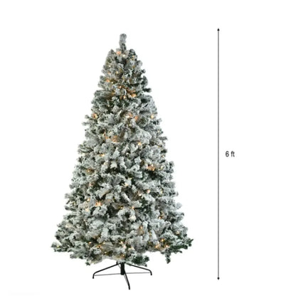 6 Ft Pre-Lit Snow Flocked Artificial Christmas Tree