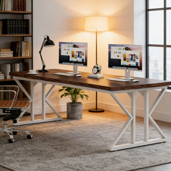 Spacious two-person computer desk