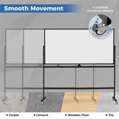 360° Rotating Double-Sided Magnetic Whiteboard – Rolling Dry Erase Board on Stand