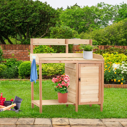 Outdoor Wooden Potting Bench Table with Sink & Storage – view 5