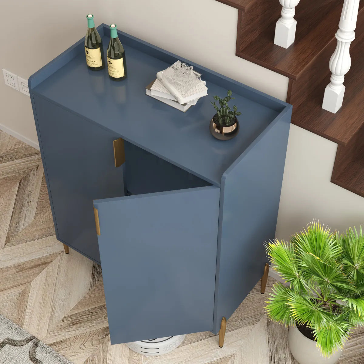 2-Door Wine Bar Cabinet with Wine Rack & Adjustable Storage Shelf – view 2