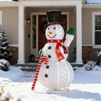 5.7 Ft Pre-Lit Snowman Holding Candy Cane Christmas Yard Decoration