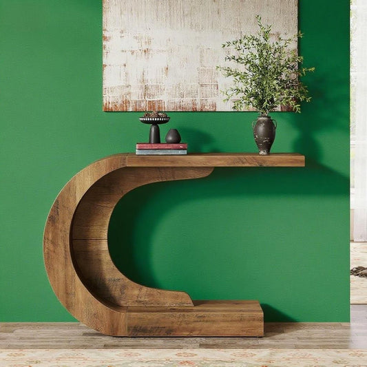 C-Shaped Wave Design Console Table front view