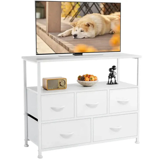 5-Drawer Fabric Dresser with Metal Frame