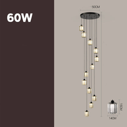 Disc-style glass chandelier, black