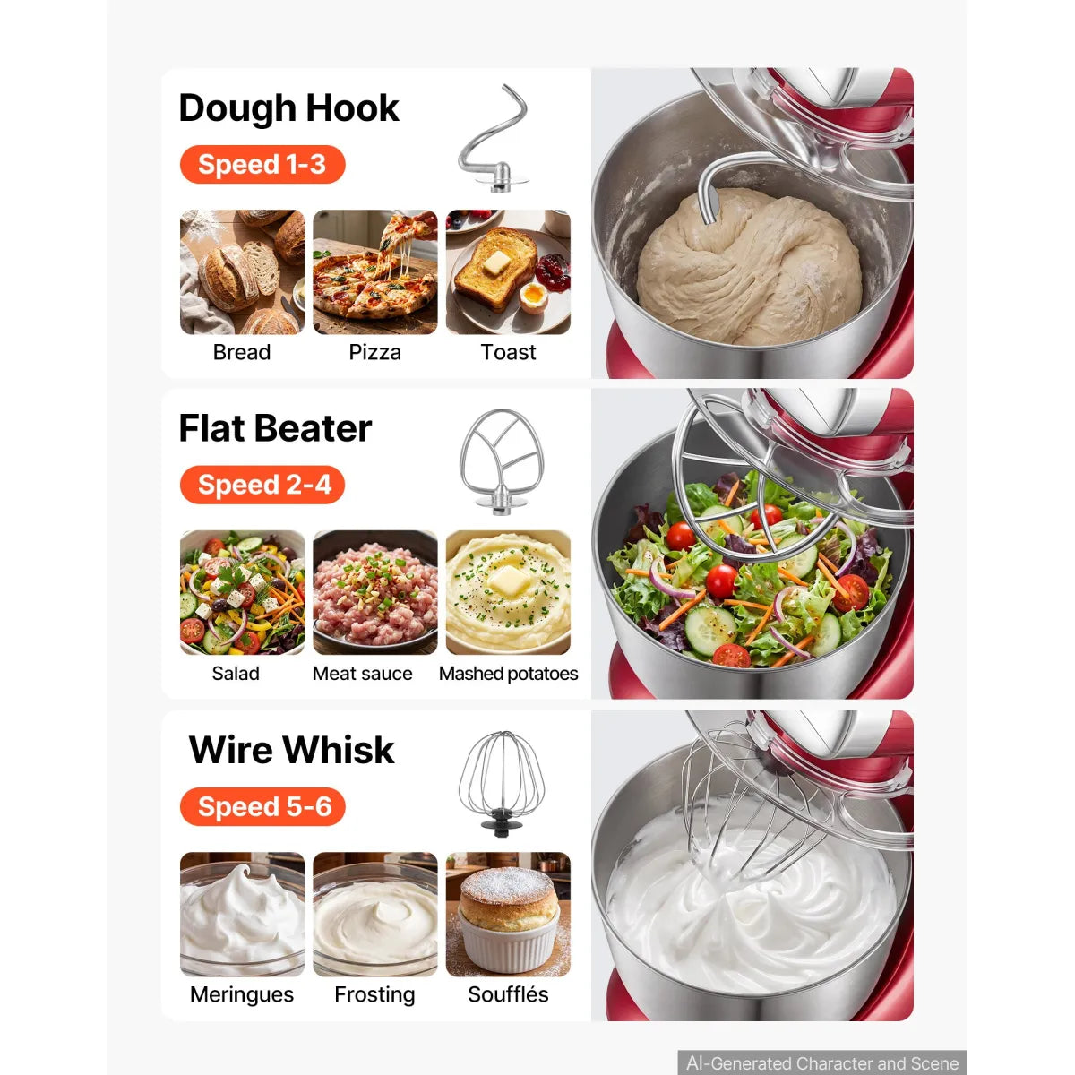 4.2 Qt Tilt-Head Stand Mixer – 400W, 6-Speed with Stainless Steel Bowl