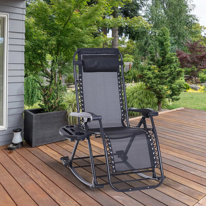Zero-Gravity Folding Recliner Lounge Chair, Black