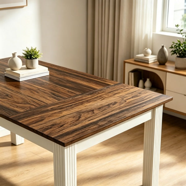 Sturdy MDF home office desk, natural wood