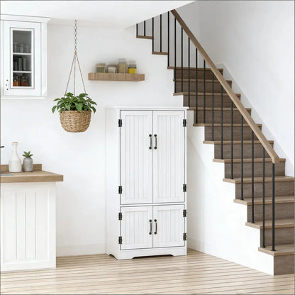 Farmhouse Freestanding Kitchen Pantry Cabinet, White