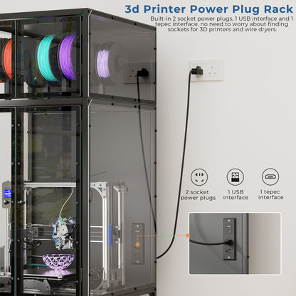 3D printer cabinet with filament storage, black