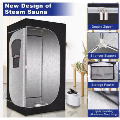 Portable Steam Sauna Tent – Foldable Full-Body Home Sauna with 2.6L Steamer