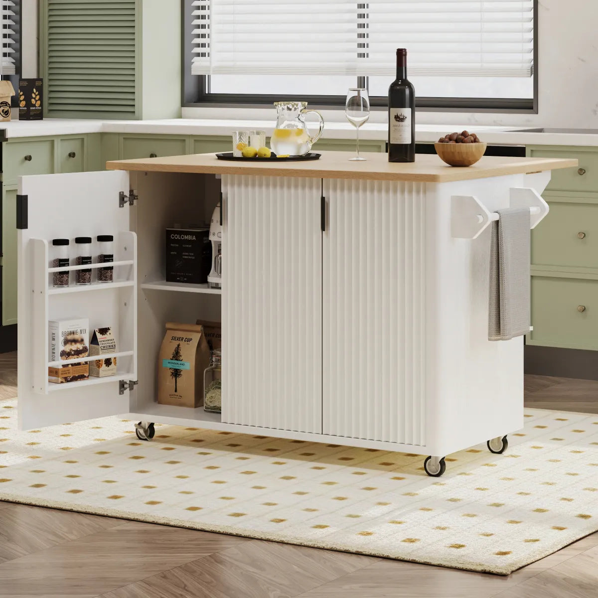 Fluted Farmhouse Kitchen Island – view 2