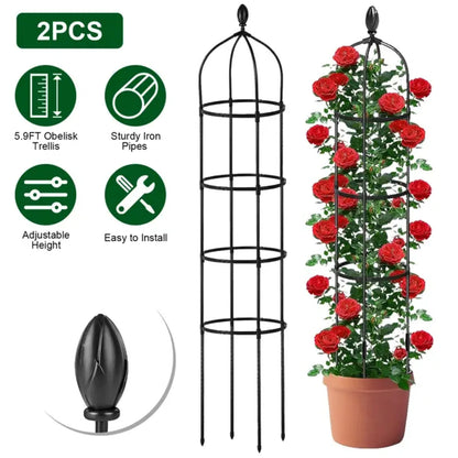 2-Pack Garden Obelisk Trellis for Climbing Plants, Black