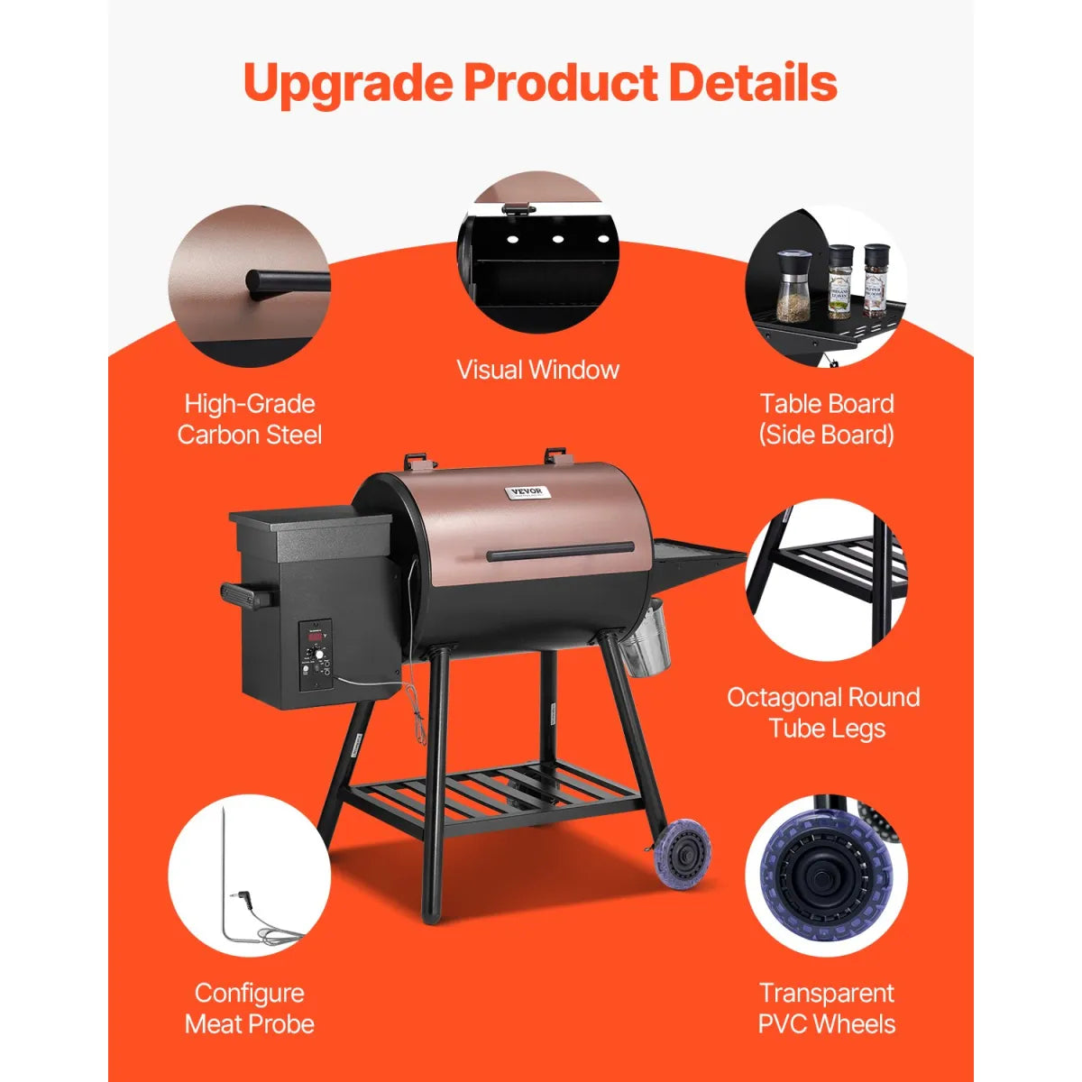 456 Sq.In. Wood Pellet Grill & Smoker – Electric Outdoor BBQ