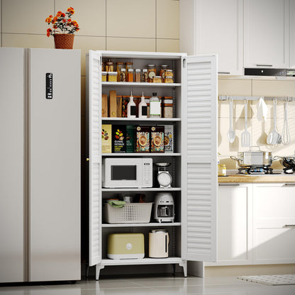 74 inch metal pantry storage cabinet, white