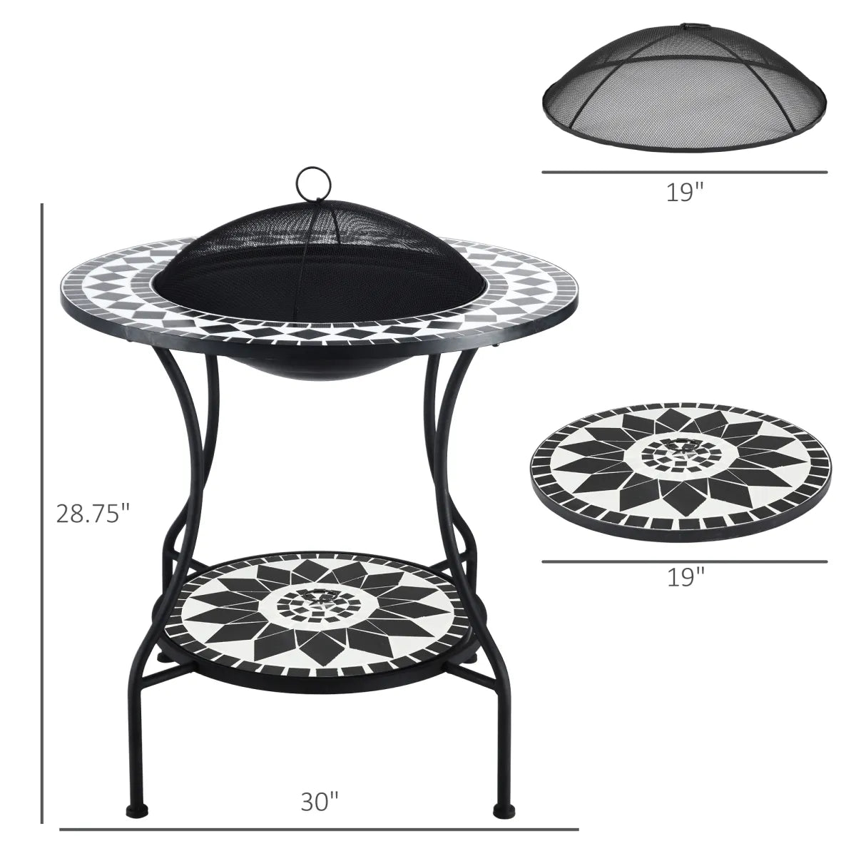 30" Round Fire Pit Dining Table – 3-in-1 Wood-Burning with Ice Bucket