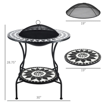 30" Round Fire Pit Dining Table – 3-in-1 Wood-Burning with Ice Bucket