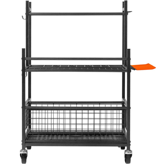 16-Slot Rolling Garden Tool Organizer Rack, Black
