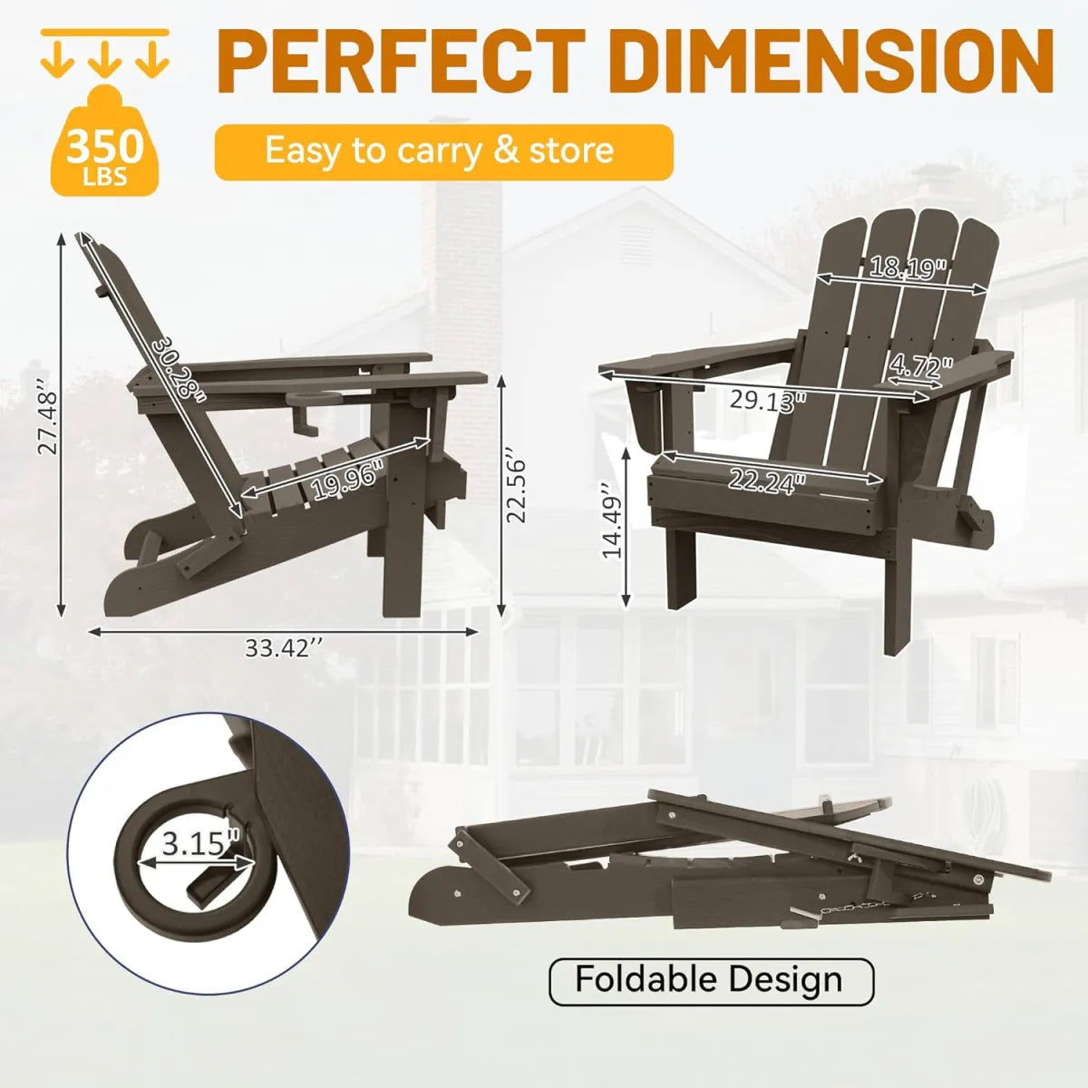 Folding HDPE Adirondack Chair with Cup Holder – view 2