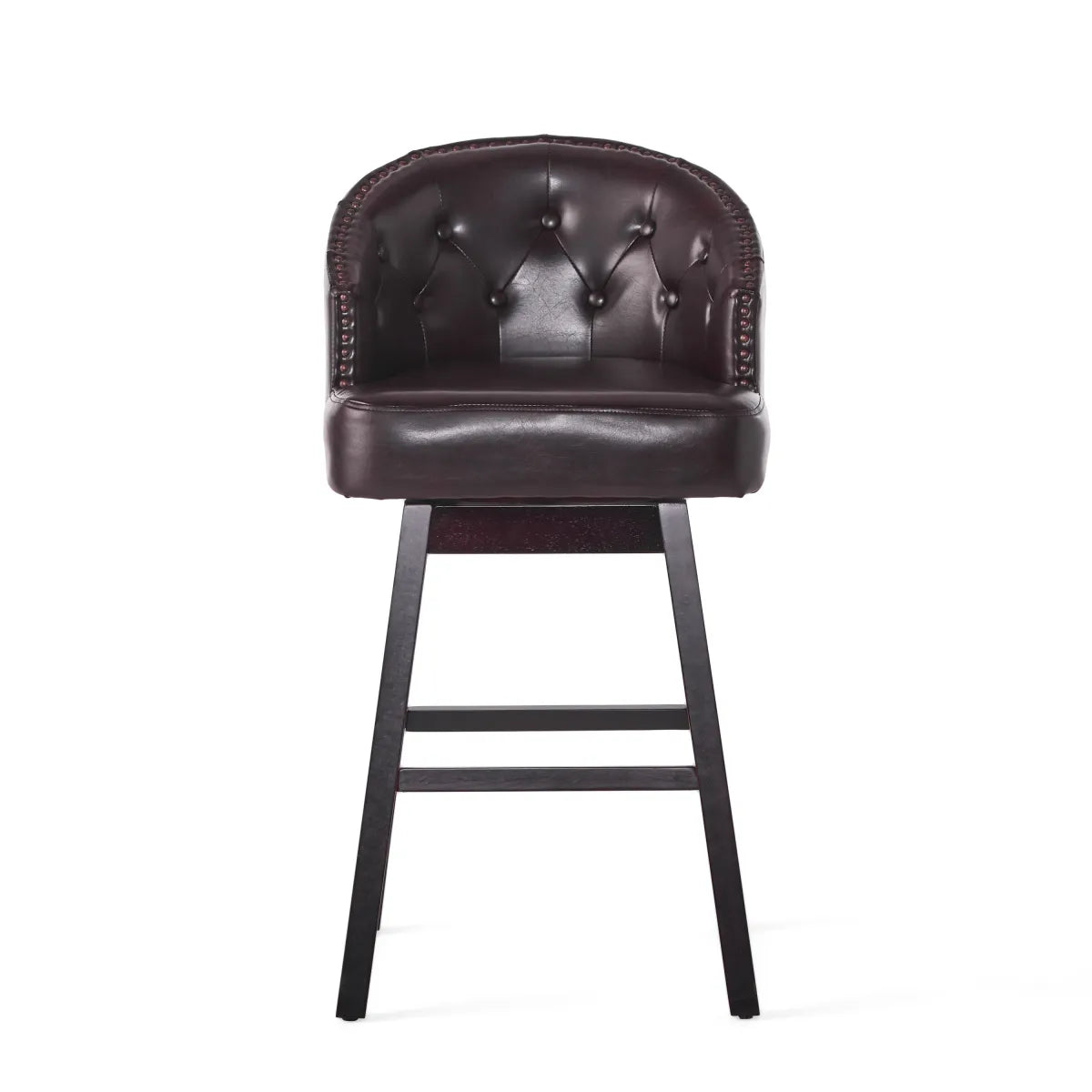 360° Swivel Bar Stools with Nailhead Trim, Set of 2, Brown – view 3
