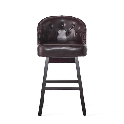 360° Swivel Bar Stools with Nailhead Trim, Set of 2, Brown – view 3
