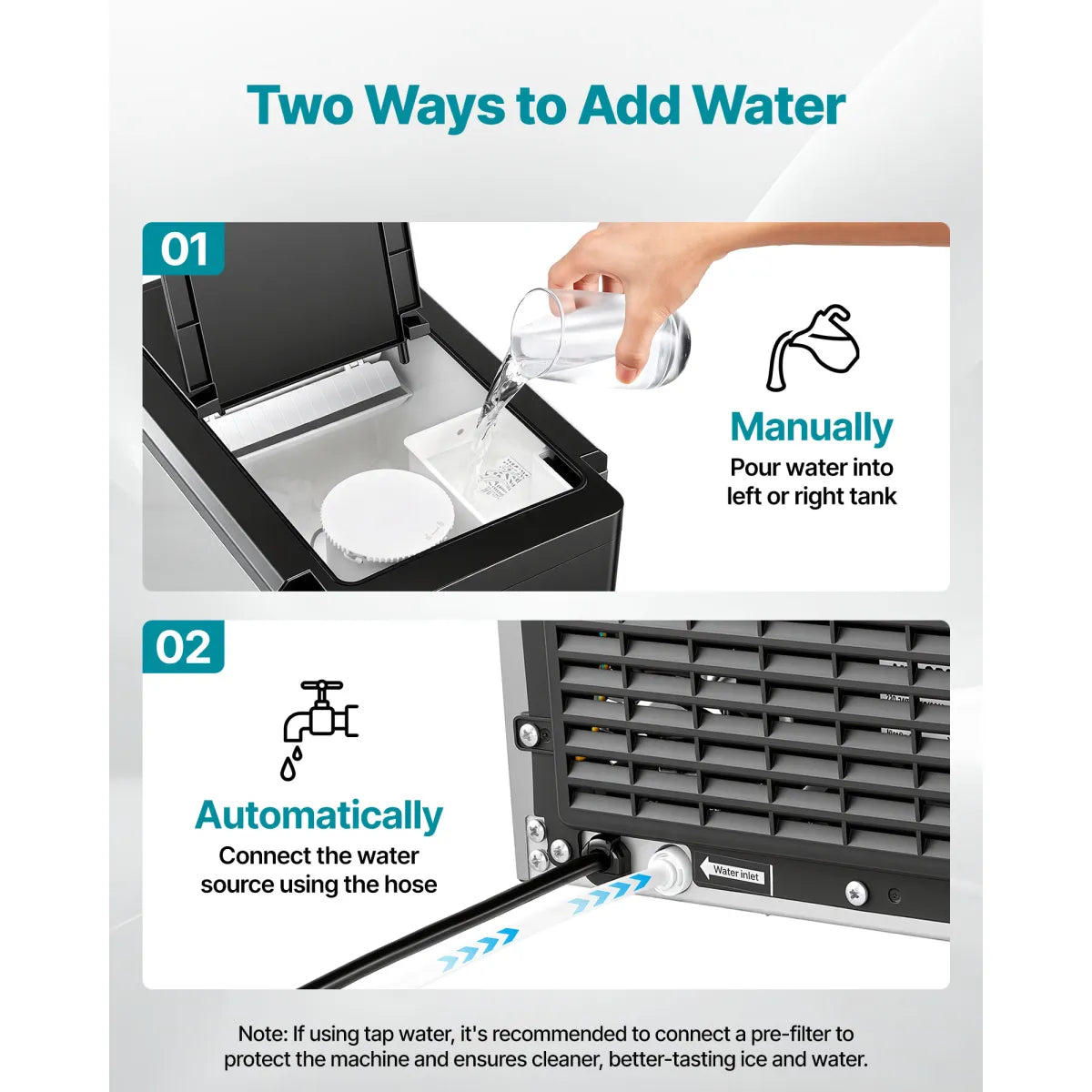 3-in-1 Countertop Water Dispenser with Ice Maker – 35 Lbs per Day