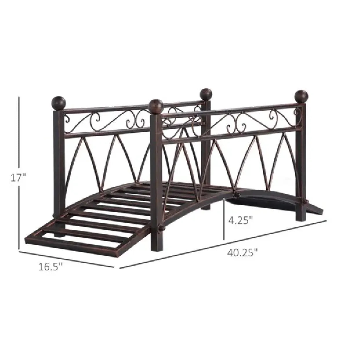 Wooden Garden Bridge with Rails