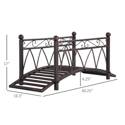 Wooden Garden Bridge with Rails
