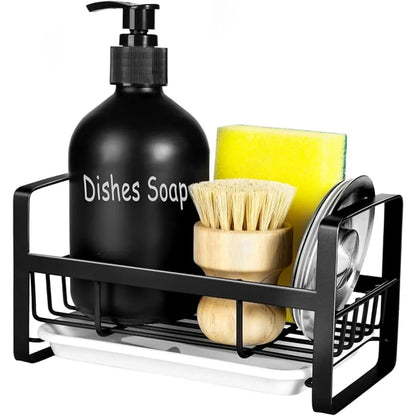 Stainless Steel Sink Caddy – Sponge Holder with Brush & Soap Storage