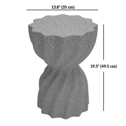 Spiral Flower-Top Garden Stool Side Table, Grey