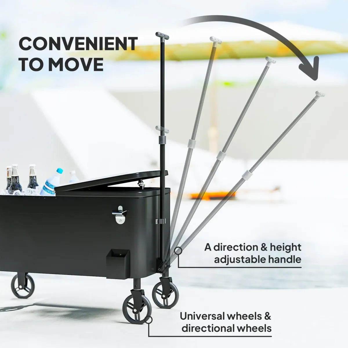 80-Qt Rolling Patio Cooler Cart, Black