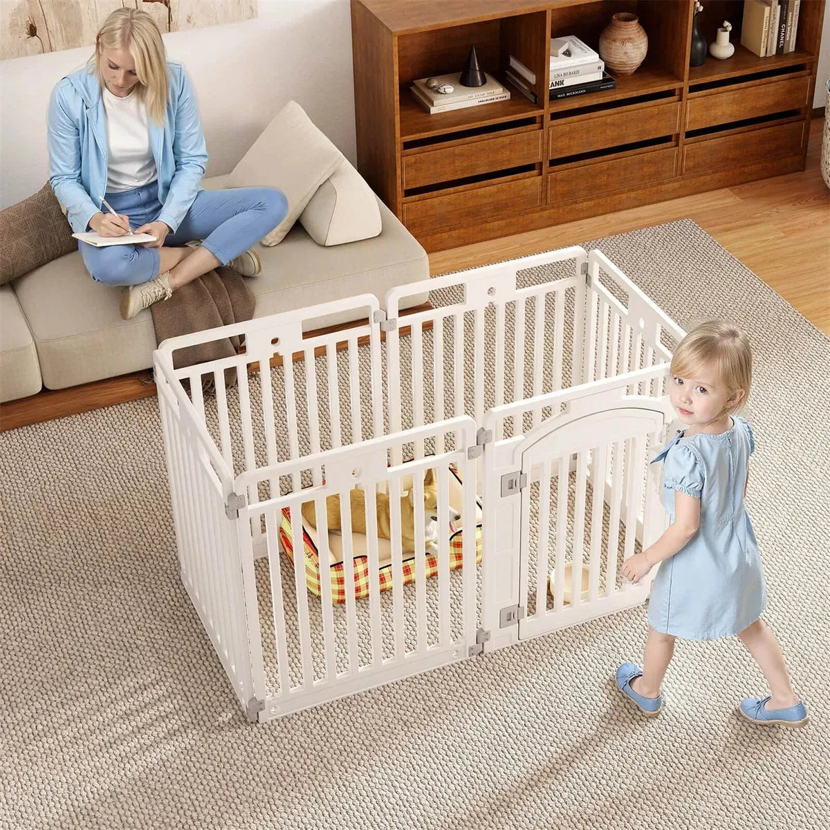 6-Panel HDPE Dog Playpen – Convertible Fence with Lockable Door