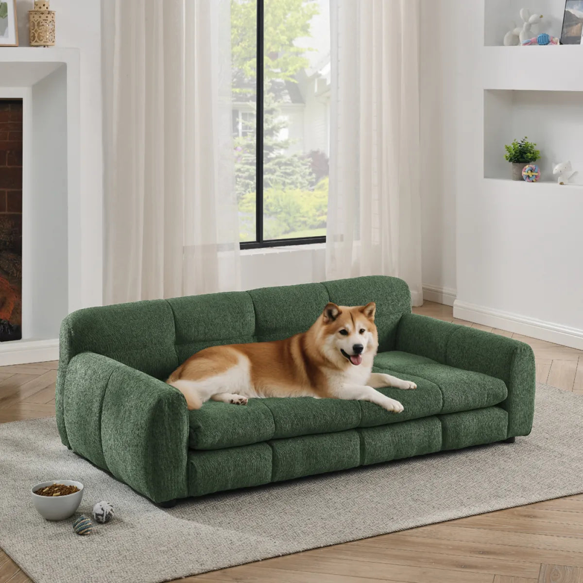 Elevated Dog Sofa Bed for Large Dogs, Olive Green