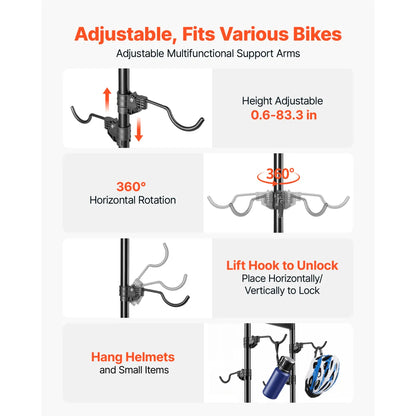 4-Bike Vertical Stand – Freestanding Space-Saving Bicycle Storage Rack
