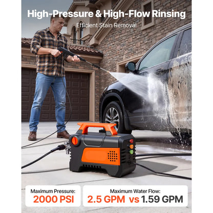 1958 PSI 2.5 GPM Electric Pressure Washer – 4 Nozzles