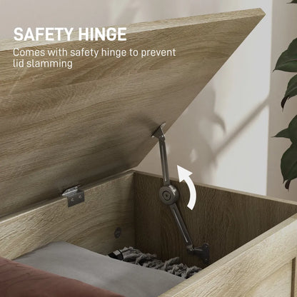 31.5" Wooden Storage Trunk Chest with Safety Hinge, Natural
