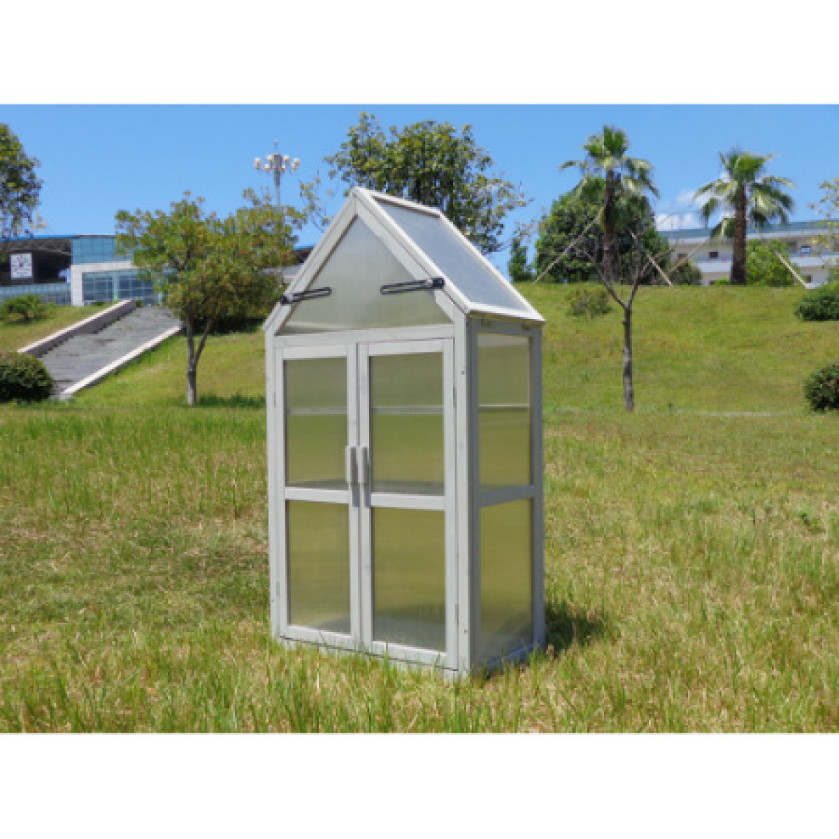 Adjustable-Shelf Mini Greenhouse Plant Stand – Metal & Wood, Patio & Garden Growing – view 4