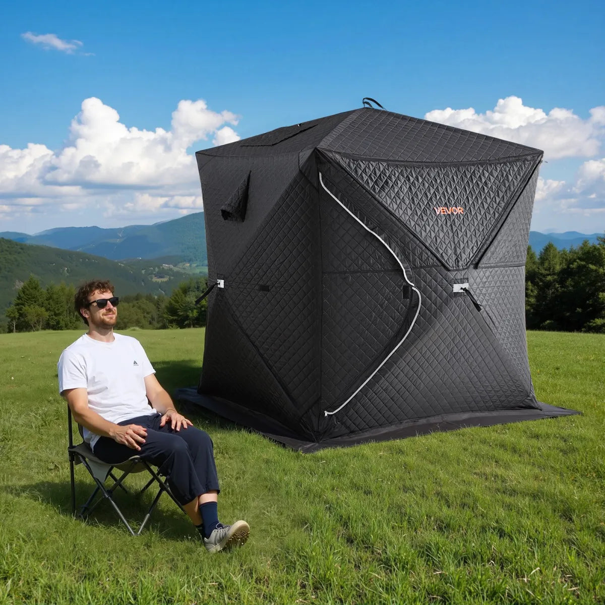 4-Person Outdoor Steam Sauna Tent – Portable Camping Sauna with Velcro Closure