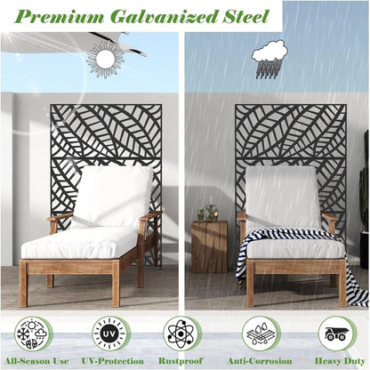 Leaf-Shaped Metal Privacy Screen, Black