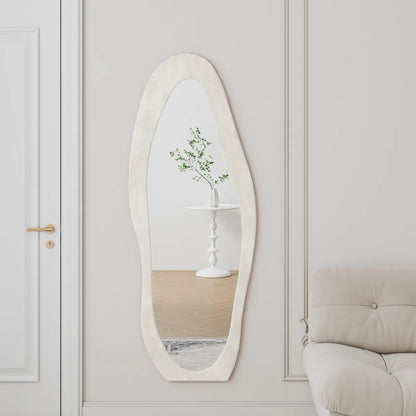Full-Length Floor Mirror with Flannel-Wrapped Frame – Leaning Wall Mirror