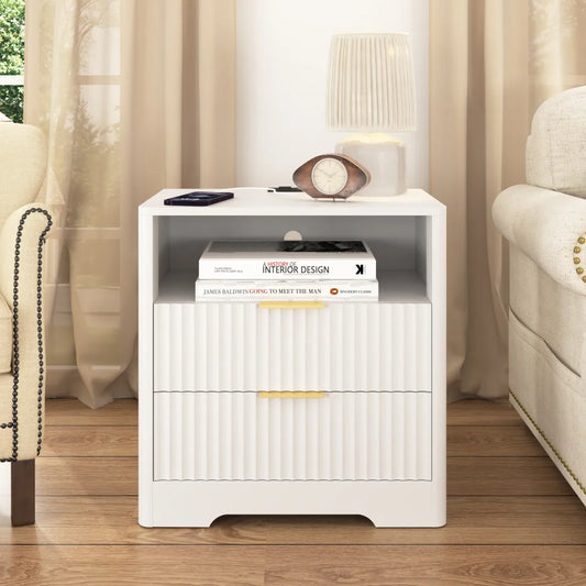 Smart Nightstand with Charging Station & Night Light