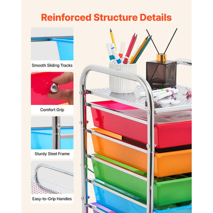 10-Drawer Rolling Storage Cart – Mobile Utility Organizer