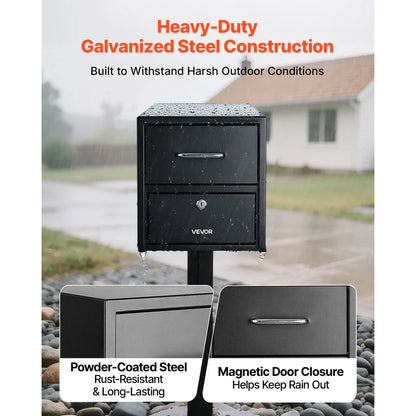 Anti-Theft Post Mount Mailbox, Black
