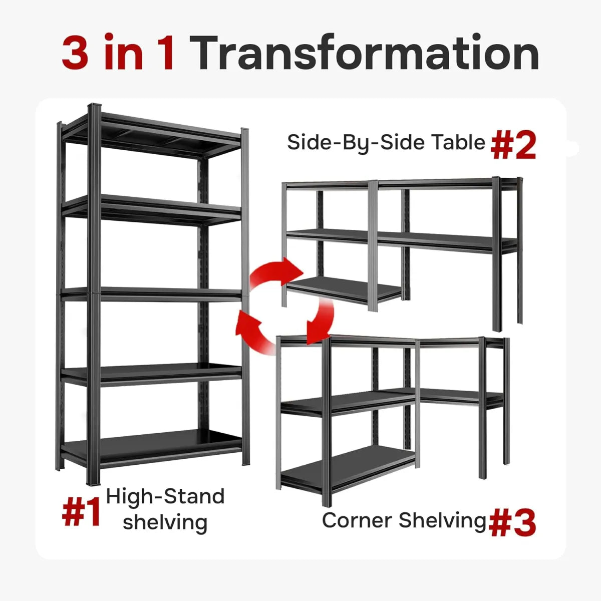 5-Tier Adjustable Metal Garage Storage Shelf