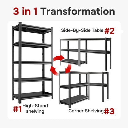5-Tier Adjustable Metal Garage Storage Shelf
